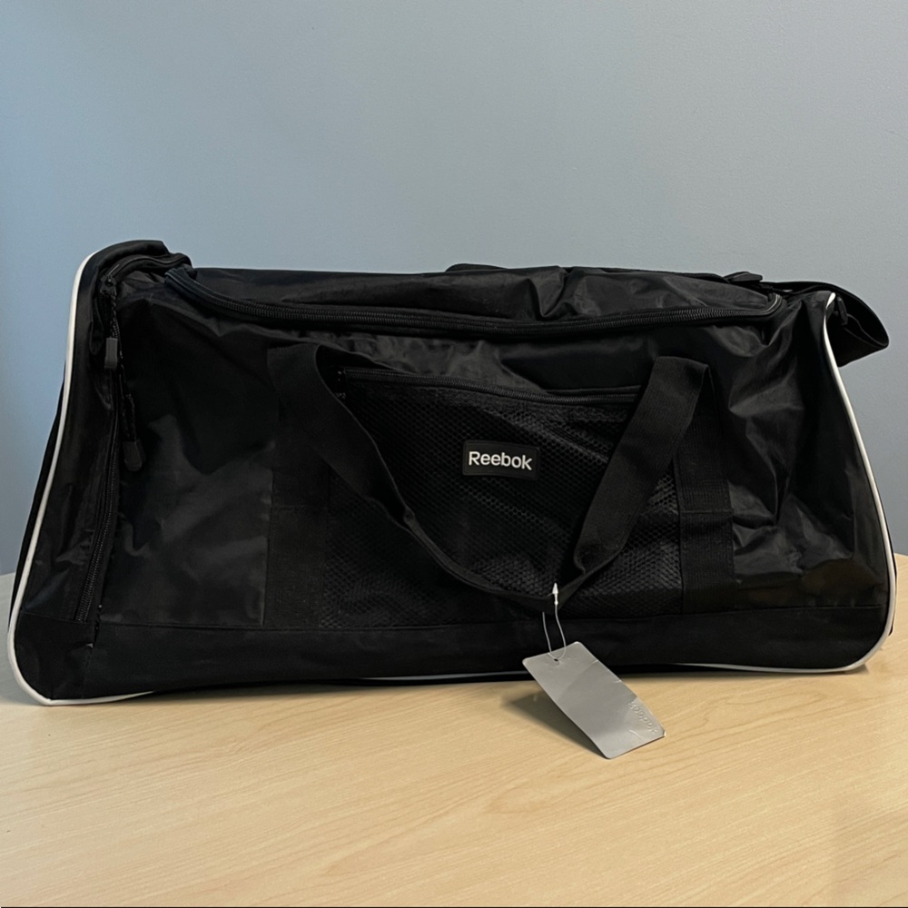 Reebok Black Duffel Bag with White Accents